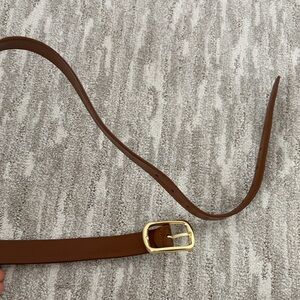 Brown Leather Belt with Gold Buckle